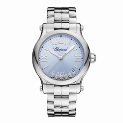 Chopard Happy Sport 36mm Quartz Lucent Steel Diamonds - Blue 278582-3008