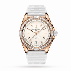 Breitling Super Chronomat Automatic 38 Origins White 18ct Rose Gold Rubber Strap details R17356531G1S1