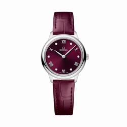 Omega De Ville Prestige 27.5mm Steel On Leather Strap Ladies details O43413286061001