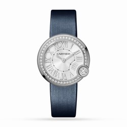 Cartier Ballon Blanc De Cartier details 30mm Steel Diamonds Leather W4BL0003
